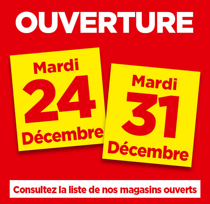 Magasins ouverts les 24 et 31 décembre 2024